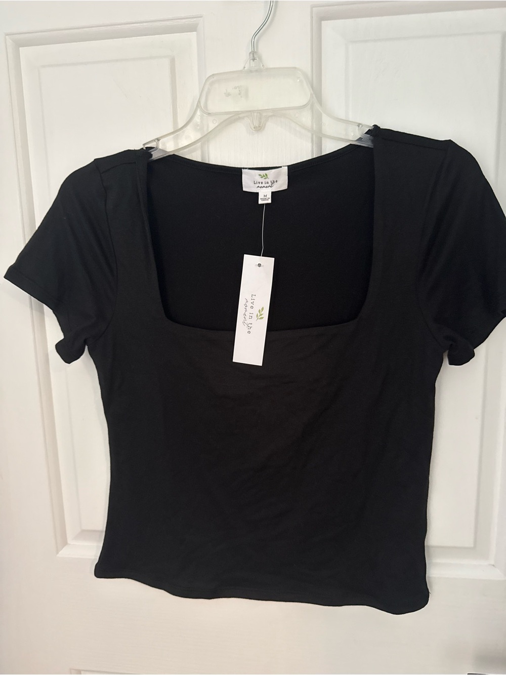Live in Color Black Square Neck Short Sleeve Tee